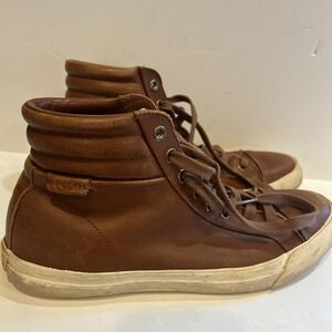 Polo Geffron Men's Size 9 D Hi Top Leather Brown‎ Casual Sneaker Polo